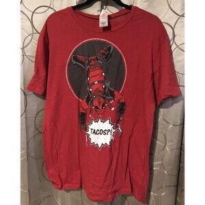 Marvel Deadpool Tacos?! XL Red Graphic T-Shirt Men's XL MCU Comics Short Sleeve